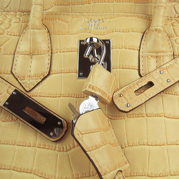 Replica Hermes Birkin 30CM Crocodile Veins Bag Yellow 6088 On Sale - Click Image to Close